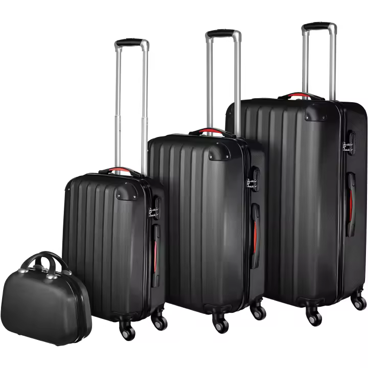 TECTAKE - Juego de maletas PUCCI con 4 piezas, Set de tres maletas de viaje apilables y un neceser con efecto metalizado, Trolleys con asas laterales y un asa telescópica ergonómica, Maletas con carcasa rígida resistente y esquinas reforzadas - 1