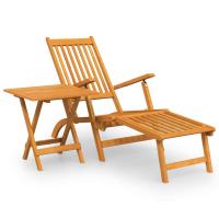 vidaXL Silla de jardín con reposapiés y mesita madera maciza de acacia Modelos de sillón, Sillón ( 2 uds), Armario + mesa Sillas de Exterior Ideal para jardín, playa, piscina, terraza Tumbona Piscina Tumbonas Playa Tumbonas Jardín Exterior - details 2