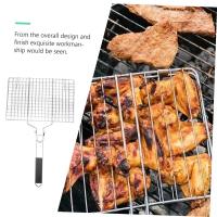Cesta De Asado En Acero Inoxidable Con Red No Adherente Para Barbacoa Herramienta De Picnic Para Carne Vegetales Y Pescado - details 2