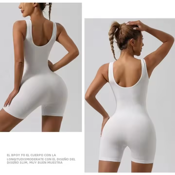 Traje De Yoga De Mujer En Nylon Sin Costuras Ni Encajes Estilo Europeo Y Americano Con Shorts Y Justa Para Fitness Y Gimnasio - 1