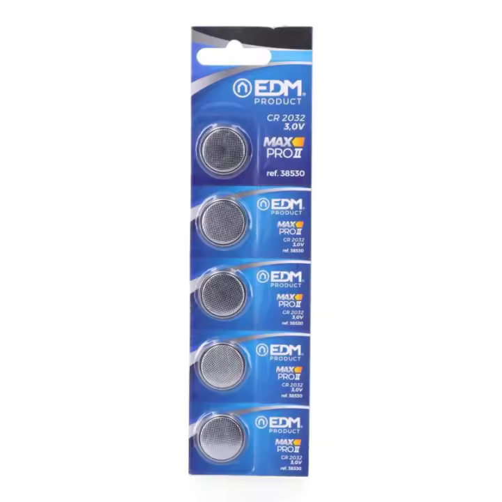 EDM Micro Pila Litio Botón (precio por unidad, no por blister de 5) CR2032 3V Ø20x3,2mm Multiusos - 38530 - 1