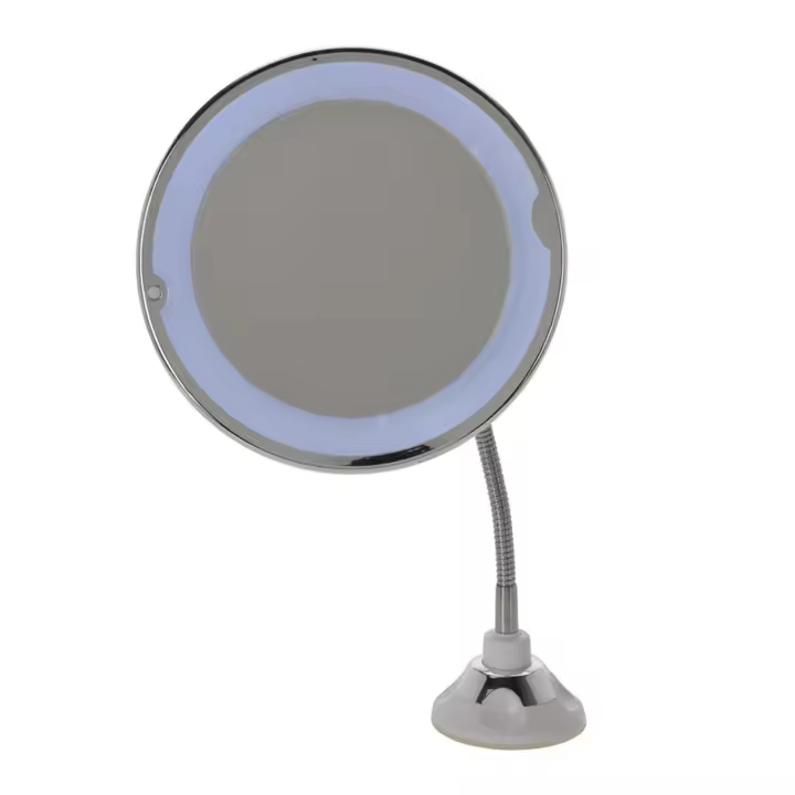 Well Home Espejo con soporte con luces LED en el borde color plata Ø20,2x40cm - 1