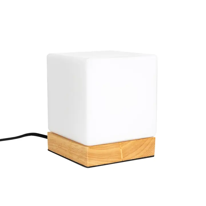 Ledkia Lámpara de Mesa de Madera y Cristal Retilles Blanco - 1