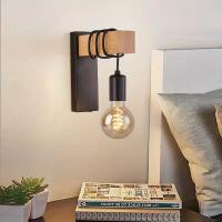 Lámpara de Pared Creativa de Madera de Estilo Industrial Retro Simple Moderno, para Dormitorio, Pasillo, Sala de Estar, Escaleras, Montaje Semi Empotrado - details 3