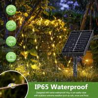 Guirnalda Luces Exterior Solar-3x10M 100 LED Guirnaldas Luces Solares Exterior IP65 Impermeable Blanco Cálido 8 Modos Solares LED Interior Jardin Terraza Bodas Fiesta Festivales [Clase de eficiencia energética G] - details 2