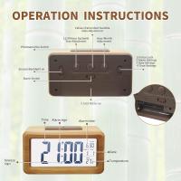 BIT Reloj despertador digital de madera, pantalla LED grande, luz nocturna con sensor inteligente, función de repetición y temperatura, funciona con pilas, reloj despertador cuboide para dormitorio, mesita de noche de oficina - details 2