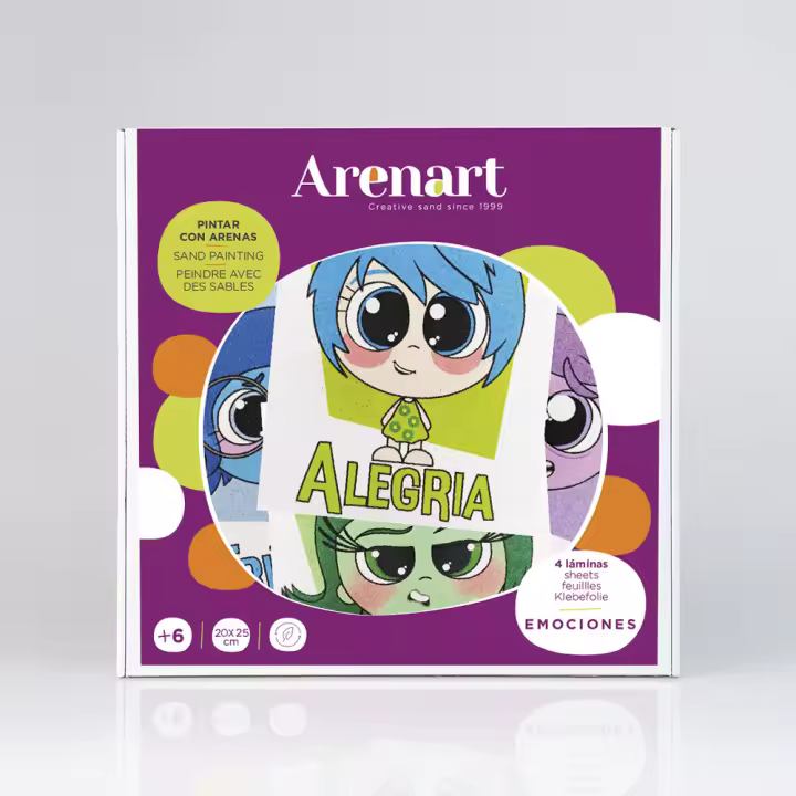 Kit completo para pintar con arenas de colores 4 láminas, Emociones - 1