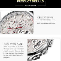 Reloj De Cuarzo Para Hombre PAGANI DESIGN PD-3306 Marca De Lujo Deportiva Militar Con Correa De Cuero Cronógrafo Resistente Al Choque Y Luz - details 5