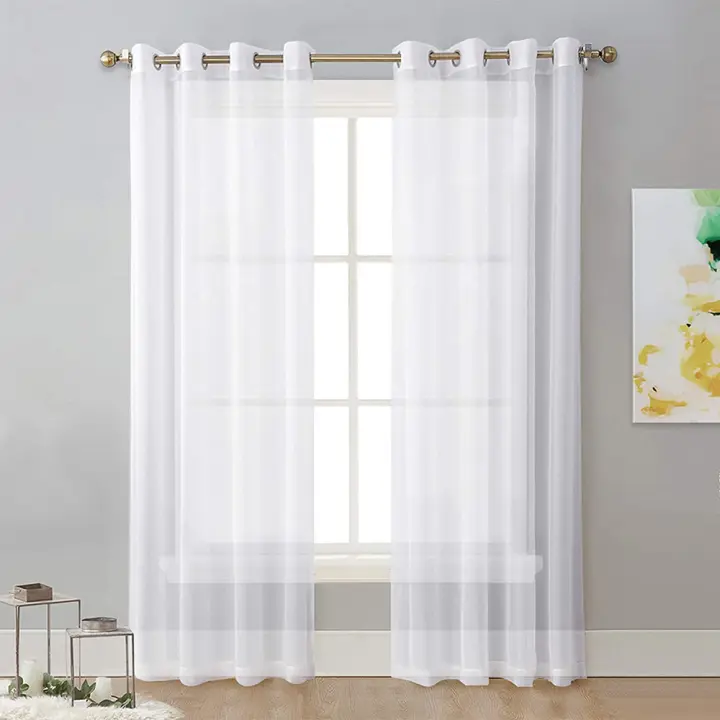 Cortinas Blancas Dormitorio Matrimonio 2 Piezas Cortinas Translucidas de Salon Modernas 134x240 cm, Cortinas y Visillos con Ojales para Habitacion Juvenil Comedor Ventana - 1