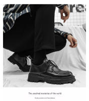 Zapatos De Cuero Para Hombre Estilo Británico Verano/Otoño Con Cordones Casual Plataforma Antideslizante Punta Redonda Zapatillas Hombre - details 4