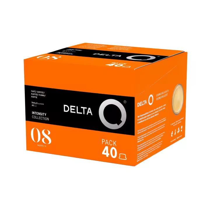 Delta Q - 40 Cápsulas de Café Molido AQtivus - Espresso Intenso con Notas de Nueces Tostadas y un Toque Afrutado - Intensidad 8 - Molido Natural - 1