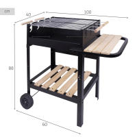 Barbacoa carbón portátil madera doble parrilla Aktive - details 3