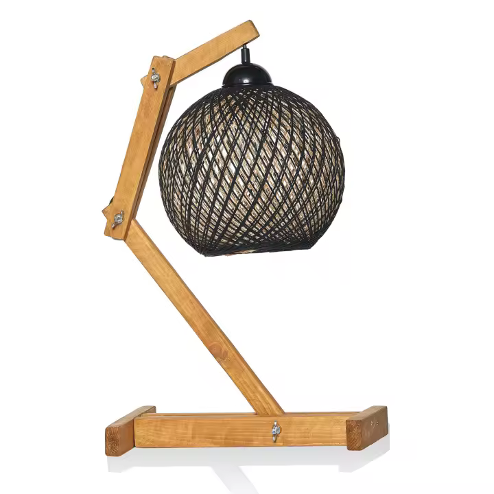 Lámpara de lectura de sobremesa 50 cm. crudo/marrón/negro, tipo E 27 Max 45 - 60 W WELLHOME - 1