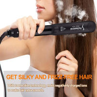 Frasco De Prensa Para El Cabello De Mujer Con Vapor Y Cerámica Anti-derretimiento 2 En 1 Estilo De Cabello Eléctrico Para Secado Y Uso Húmedo Con Control De Temperatura - details 0