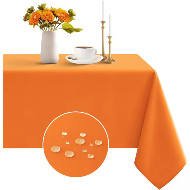 - Mantel rectangular (152,4 x 213,4 cm, impermeable, resistente a las manchas y antiarrugas, para comedor/fiesta/camping, interior y exterior, de poliéster, lavable, color burdeos) - 1