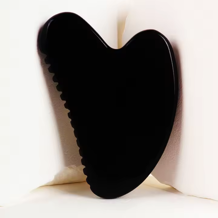Black Obsidian Gua Sha Facial Herramienta De Cuidado De La Piel Massajeador De Piedra Mineral Natural Para Ojos Cabeza Y Cuerpo - 1