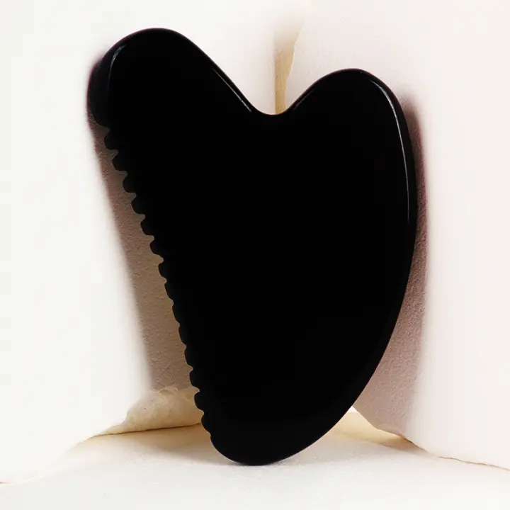 Black Obsidian Gua Sha Facial Herramienta De Cuidado De La Piel Massajeador De Piedra Mineral Natural Para Ojos Cabeza Y Cuerpo - 1