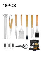 Juego De Barbacoa Al Aire Libre Con Manija De Madera Cuchara Y Pala Combinadas Pinza Y Accesorios De Aluminio Estuche De Tela Incluido - details 0