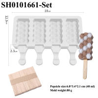Molde De Helado De Silicona Con Palitos De Popsicle De Madera Para Verano 4 Celdas Estilo Variado Eco-amigable Y Stockado - details 11