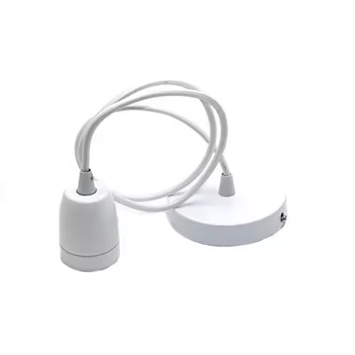 Portalámpara de cerámica colgante, lámpara colgante de colores con cable ajustable 1 m para casquillo E27 Blanco - 1