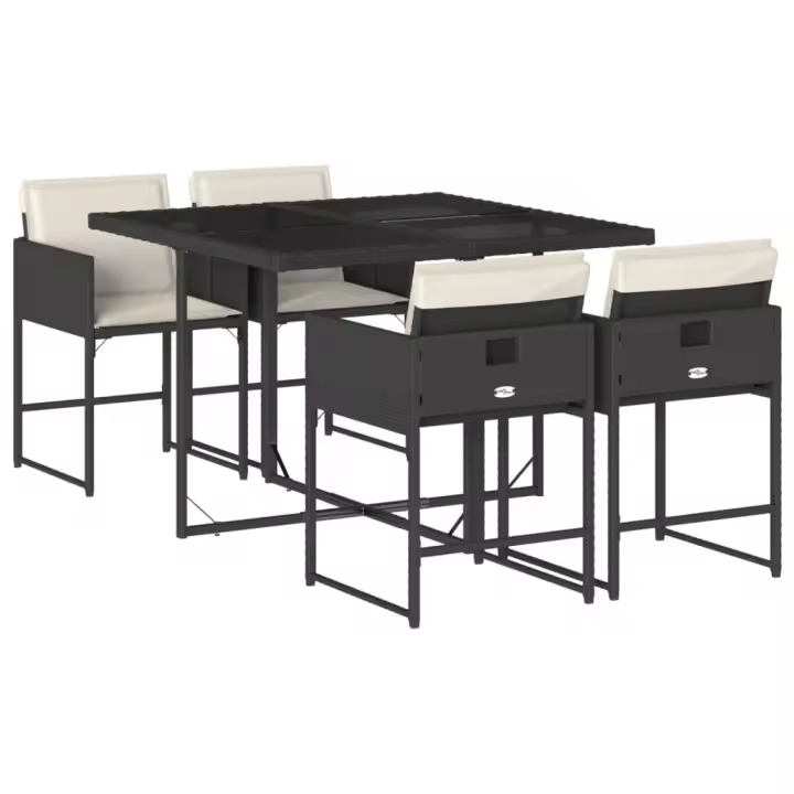 vidaXL Set de muebles jardín 5 pzas con cojines ratán sintético negro - 1