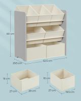 Estantería infantil con 7 cajas de tela, librería y organizador de juguetes, blanco, gris tórtola, 29,5x62,5x60 cm - details 12