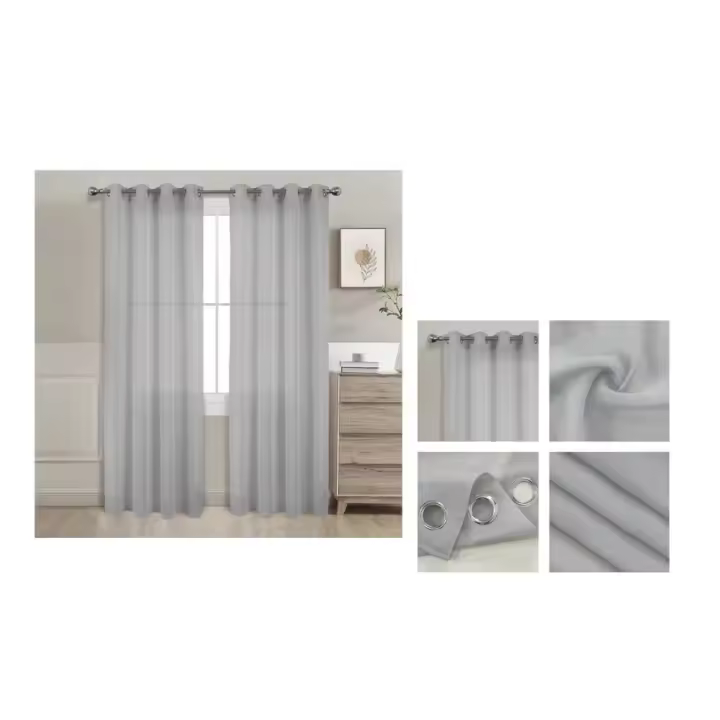 Pack de 2  Cortina Visillo Translúcida de salón / habitación Liso Colores Pack de 2 unidades 140 x 220 cm - 140 x 260 cm - 1