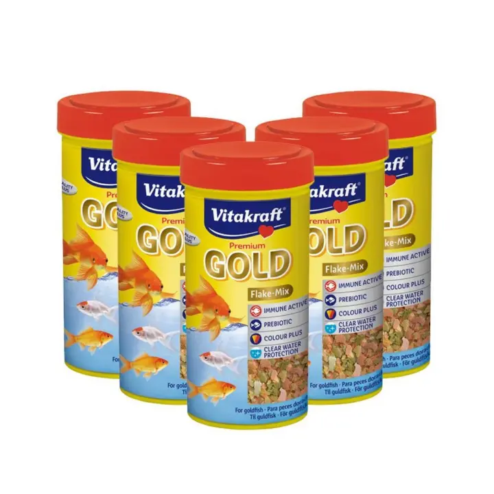 Vitakraft - Alimento completo para peces de agua fría Gold flakes - mix ( Pack 5 x 250 mL) - 1