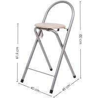 ARISE SHOP-Taburete De Metal (80 Cm) Con Base De Madera - Plateado - details 1