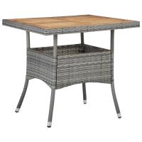 vidaXL Mesa comedor para jardín ratán sintético madera de acacia en color Gris/Negro | estructura resistente ideal para salón dormitorio o estudio - details 0