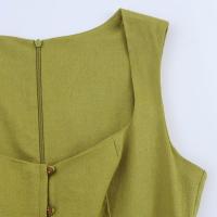 Vestido Largo A-line Para Mujer TFMLN Elegante Con Cuello En Cuadrado Y Sin Mangas Traje De Verano Con Botones Y Cintura Ancha Para Damas - details 4