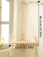 Estante Flotante De Madera En Esquina Bohemia Estilo Pastoral Con Macramé Hecho a Mano Para Decoración Del Hogar Y Sala De Estar Múltiples Capas Disponibles - details 1