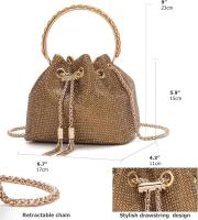 Bombonera Fiesta Beige - Bolso Bombonera Dorada con abalories en Tono Oro - Bombonera de Fiesta Dorada Estill Boho - Fabricada a hand en La Inidia - details 1
