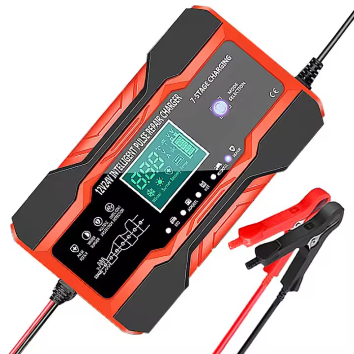 Cargador De Batería Para Coche Automático 12V-24V 12V-10A Digital Reparación De Batería Con Pulso Para AGM GEL WET Ácido Plomo - 1