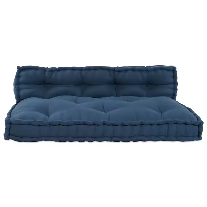 Cojín de Sofá de Pallet con Respaldo vidaXL Tela Azul - 1