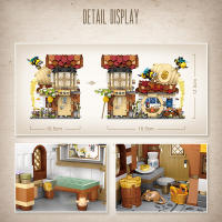 LOZ Mini Tienda De La Calle Creativa Juguete De Bloques De Construcción Para Niños Despliegue Plegable Tienda De Carne Algodón Azul Y Blanco - details 3