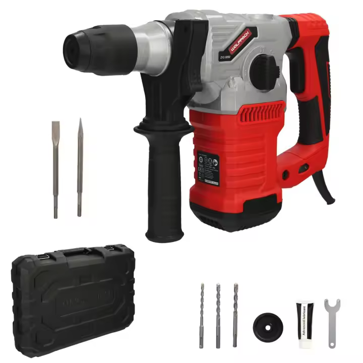 Martillo demoledor perforador sds plus 1.500 watt. con accesorios y maletin. 4.000 ipm 6 julios. - 1