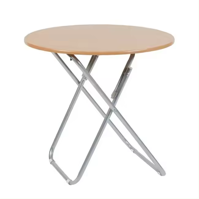 Shoppe house - Mesa Redonda Plegable Portátil - 60x72cm - Tamaño Mediano - Multiusos - Ideal para Estudio, Cocina o Terraza - Color Natural - 1