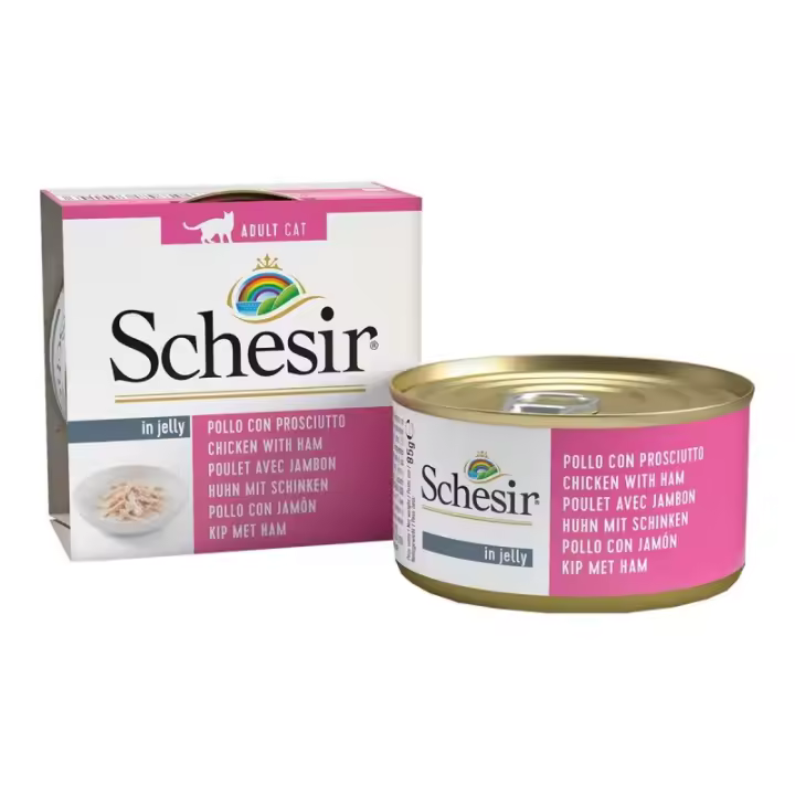 Schesir Lata Gato De Pollo Con Jamón En Gelatina 85 Gr Pack - 14 X 85 Gr - 1