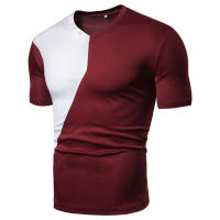 Camiseta Casual Para Hombre Con Bloque De Colores Manga Corta Estilo V-Neck Poliéster Cuatro Estaciones T-Shirt De Comercio Exterior - details 2