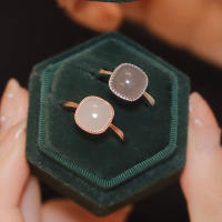 Anillo De Bambú De Jade Hetian Lácteo Platinado En Plata De Ley 925 Para Mujer Y Niña Regalo Joyería Vintage Irregular - details 9