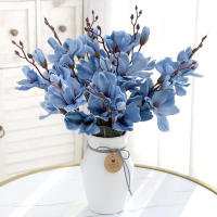5 Ramas 20 Cabezas De Flores Artificiales De Alta Calidad Magnolia Para Decoración De Hogar Y Bodas Accesorios De Navidad Estilo Otoño - details 3