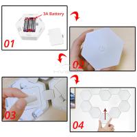 Lámpara De Pared Hexagonal RGB LED Sin Cable Con Sensor Táctil Luz Nocturna Colorida Para Dormitorio Control Remoto Lámpara De Armario - details 11