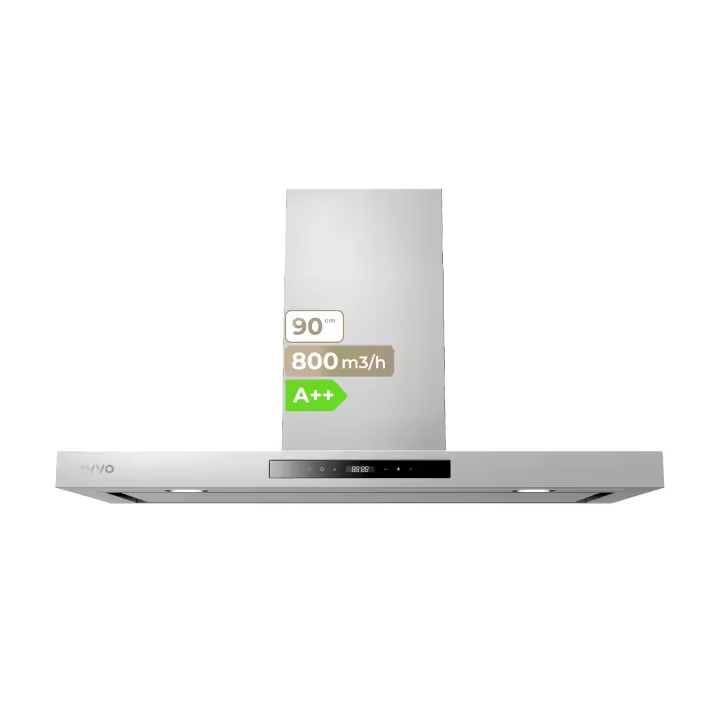 Campana Extractora EVVO CE37 90 cm Inox | 800 m³/h | Motor 220W  | Control Táctil | Boost | Filtros 5 Capas + Carbón | LED - 1