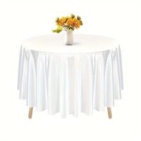 Mantel Redondo De Seda Blanca 1 Pieza Fundas Para Mesa Brillante Y Suave Para Bodas Fiestas Restaurante Banquete Decoraciones - details 7