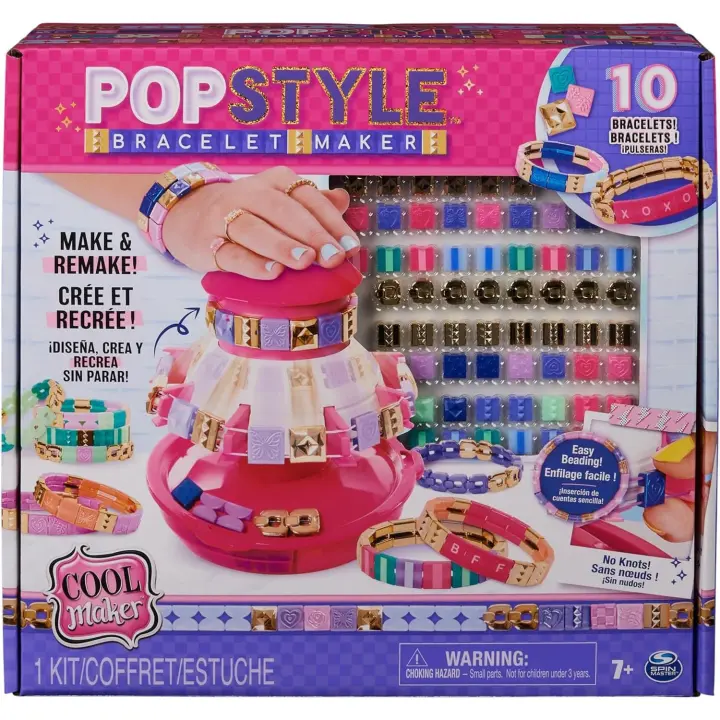 Cool Maker - POPSTYLE Bracelet Maker - Kit para Hacer Pulseras de la Amistad - 1 Máquina con Almacenamiento, 170 Cuentas y 22 Gomas Elásticas Reutilizables - 6067289 - Juguetes Niñas 8 Años + - 1