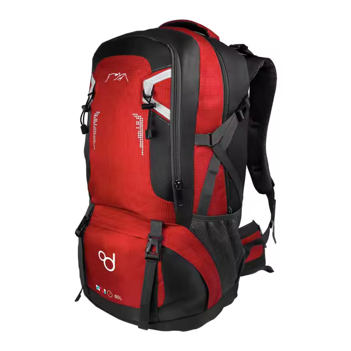 Ociodual Mochila Senderismo 60L Rojo Ligera Impermeable Mochila Viaje Supervivencia Plegable Mochila Mujer Camping Mochila Hombre Trekking Montaña Mochilas Marcha Nórdica Deporte - 1
