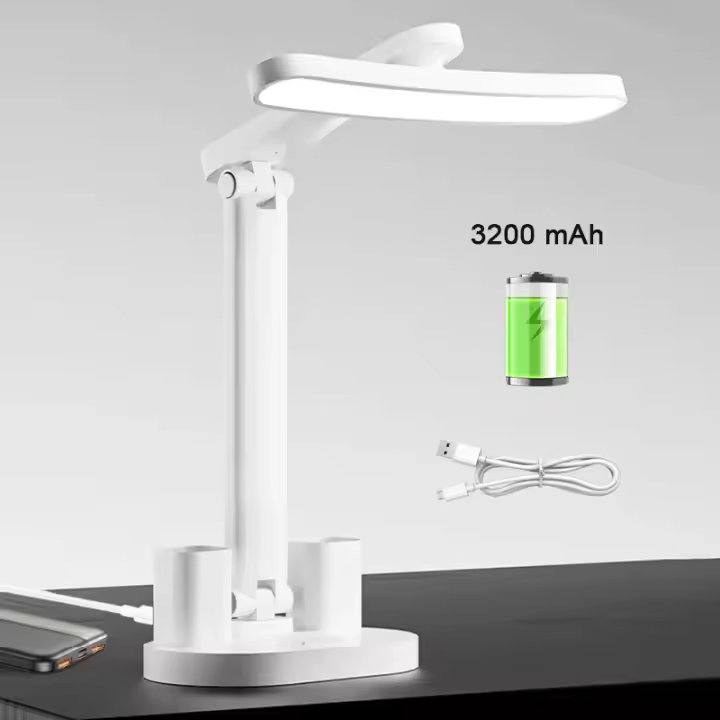 Lámpara De Escritorio LED Con Reloj Cargable Por USB Luz De Noche Plegable Protección Ocular Para Estudio Y Lectura - 1
