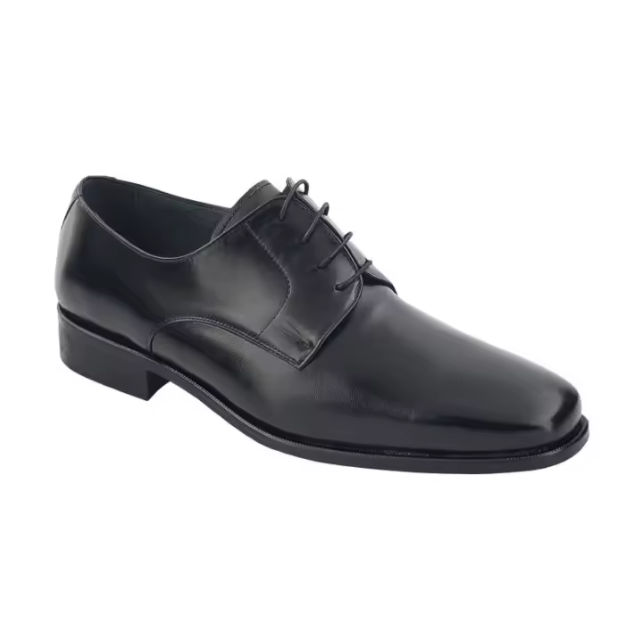 Zapato Piel Almansa Clasico Ancho Especial 10  Referencia: 2005 Negro. MOYA Zapato con cordón clásico ancho especial con elásticos a los lados, fabricado en piel de cabra negro, con forro y planta de piel además de suela de cue - 1