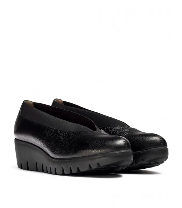ZAPATOS DE PIEL CÓMODOS NEGROS DE MUJER WONDERS AGADIR C-33332 - 1
